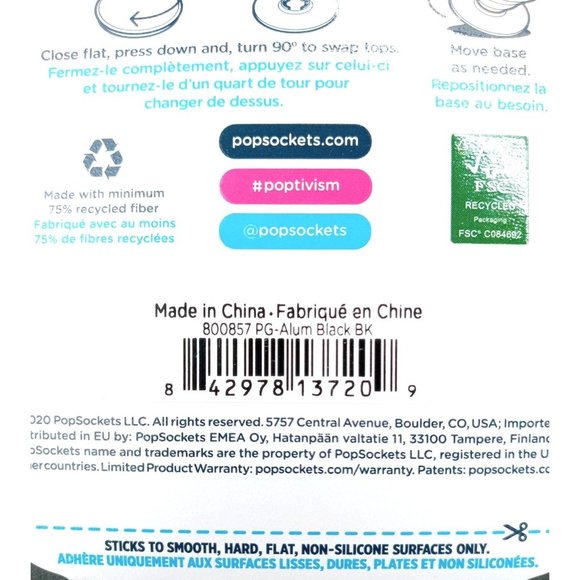 Popsockets Premium Aluminum Black Phone Grip Metal Holder PopGrip Swap 800857 - Picture 4 of 4